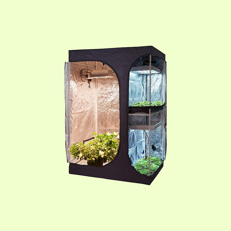 Large 60 x 48 x 80 inch dual-chamber grow tent for vegetative and flowering plants